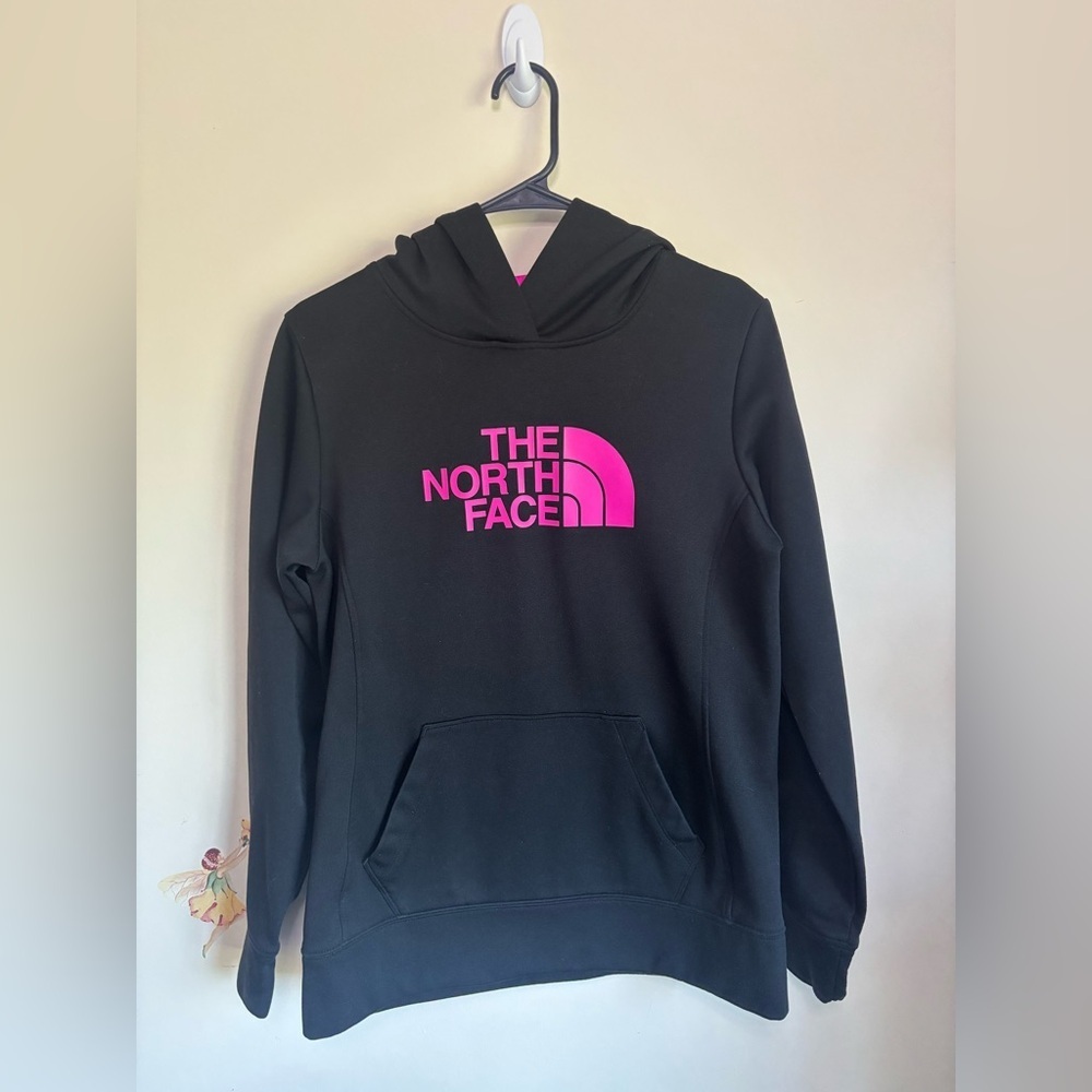 The North Face Hoodie Logo Black Pullover Long Sleeve Kangaroo Pocket Size M